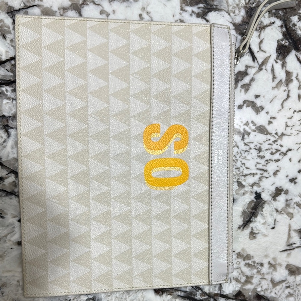 SCHUTZ Cream and Yellow Clutch Bag